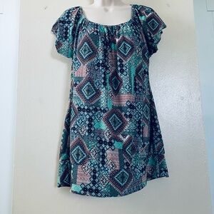 Emily Stacy Lively Geometric Print Blouse 1XL blouse